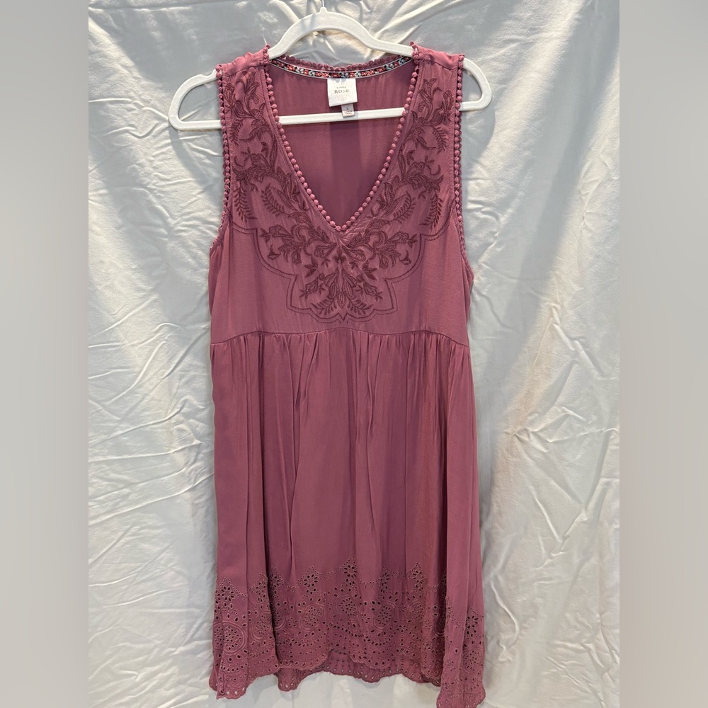 Knox Rose Mauve Dress with Floral Trim